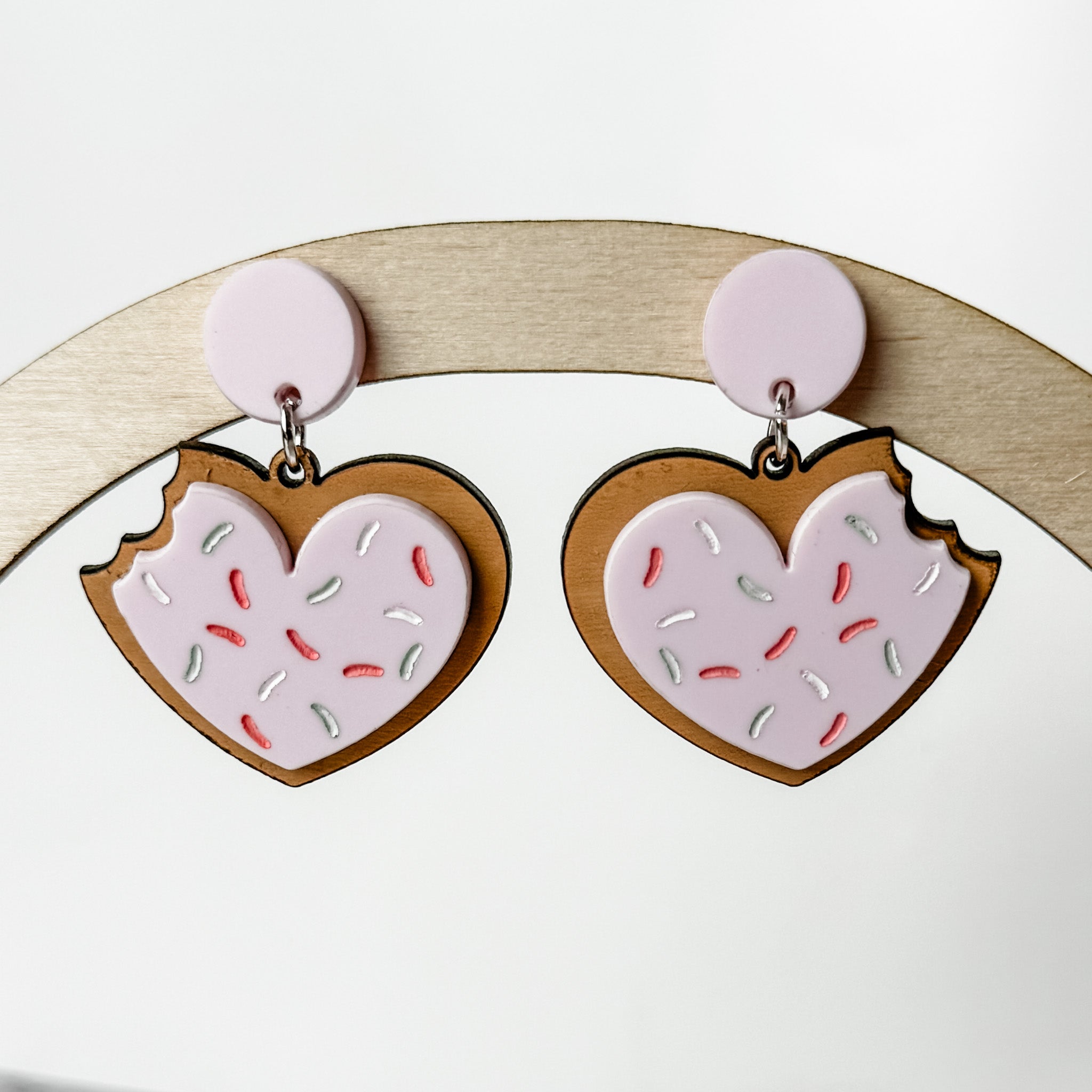 Cookie Heart Dangle Earrings Valentine