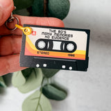 Retro Cassette Tape Keychain, "The 80's Many Memories No Evidence". Funny 80s Keychain Bag Tag
