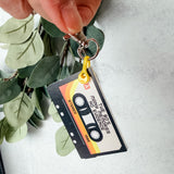 Retro Cassette Tape Keychain, "The 80's Many Memories No Evidence". Funny 80s Keychain Bag Tag