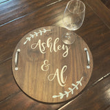 Personalized Round Tray with Handles