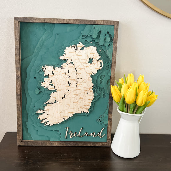 Layered Wood Map of Ireland